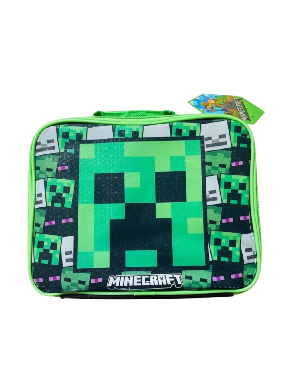 Minecraft Green Kids Lunch Box with Graphic Tag NWT #0141